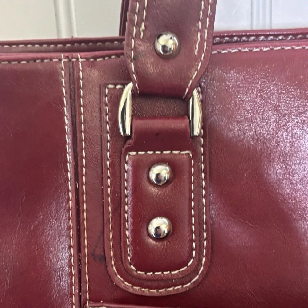 Franklin Covey Shoulder Bag Tote Burgundy Lap Top Multi-Compartment Career Work